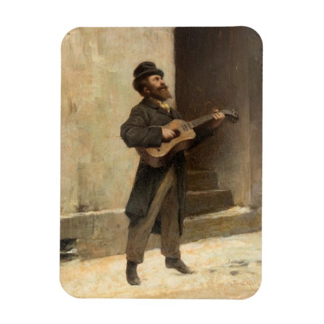 Wandermusiker mit Gitarre (von Induno) Magnet (Vertikal)