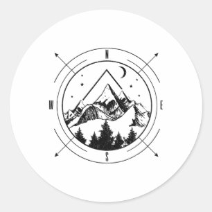 Wandern Berge Natur Camping Outdoor Wanderer Runder Aufkleber