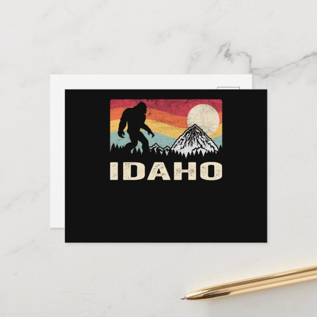 Wandern Bigfoot Idaho Camping Sasquatch Postkarte (Vorderseite/Rückseite Beispiel)