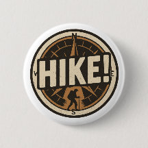 Wandern! - Compass Button mit Hiker-Silhouette