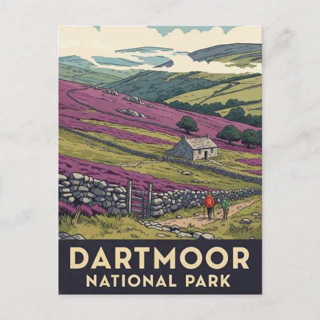Wandern Dartmoor Nationalpark Reisen Postkarte (Vorderseite)