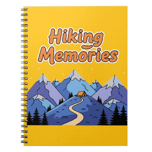 "Wandern Erinnerungen" Whimsical Mountain Camping Notizblock (Vorderseite)