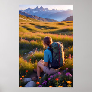 Wandern im Freien Entdeckungsgebirge Natur Poster