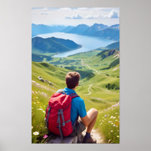 Wandern im Freien Entdeckungsgebirge Natur Poster