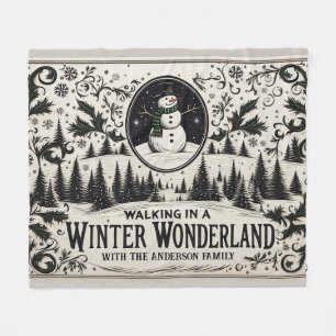 Wandern im Winter Wonderland Snowman Fleecedecke