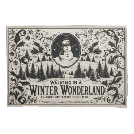 Wandern im Winter Wonderland Snowman Kissenbezug