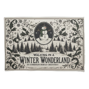 Wandern im Winter Wonderland Snowman Kissenbezug