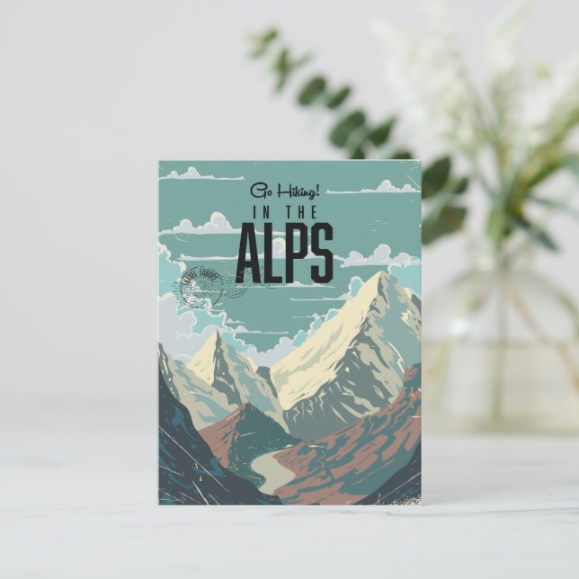 Wandern in den Alpen Postkarte (Stehend Vorderseite)