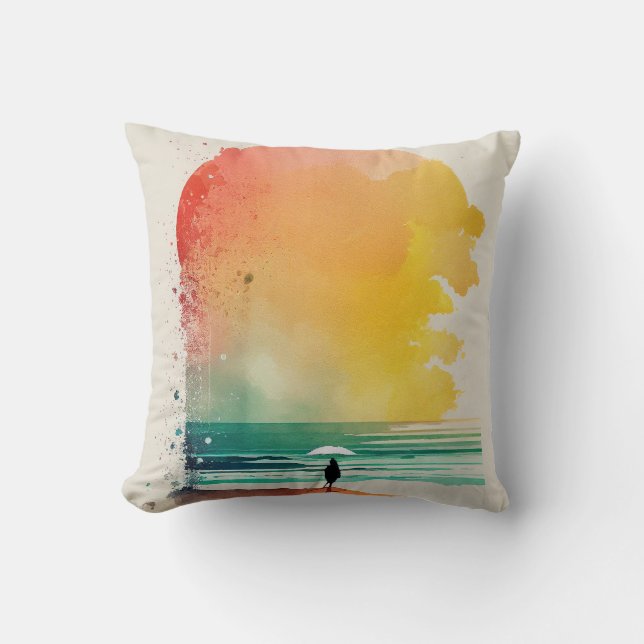 Wandern in die Waves Abstrakt Beach Art Kissen (Vorderseite)