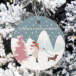 Wandern in einem Winter Wonderland Dog Haustier Th Keramik Ornament<br><div class="desc">Dieses Urlaubsornament besticht durch eine reizvolle Schneeszene,  bei der eine Frau ihren treuen Begleiter begleitet. Erleben Sie das Wesen der Saison mit zeitgemäßem,  modernem Design und Platz für Sie und Ihren Nachnamen und das Jahr auf der Rückseite. Ein tolles Geschenk für jeden Hundefreund in deinem Leben!</div>