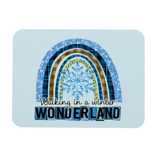 Wandern in einem Winterwunderland Blauer Regenbo Magnet