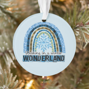 Wandern in einem Winterwunderland Blauer Regenbo Ornament