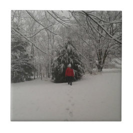 Wandern in einem Winterwunderland Fliese