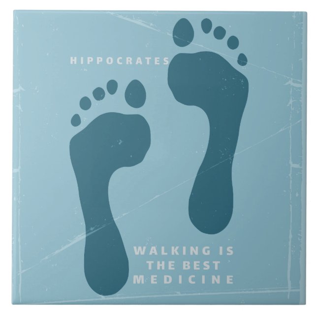Wandern ist die beste Medizin, die Hippokrates zit Fliese (Vorderseite)