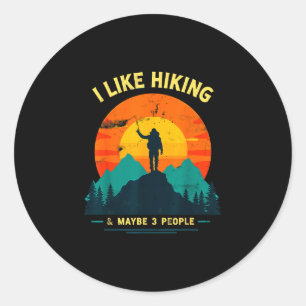 Wandern mag ich & vielleicht 3 Leute lustiger Runder Aufkleber