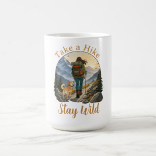 Wandern mit Hund Retro Abzeichen Wandern Bleib Wil Kaffeetasse