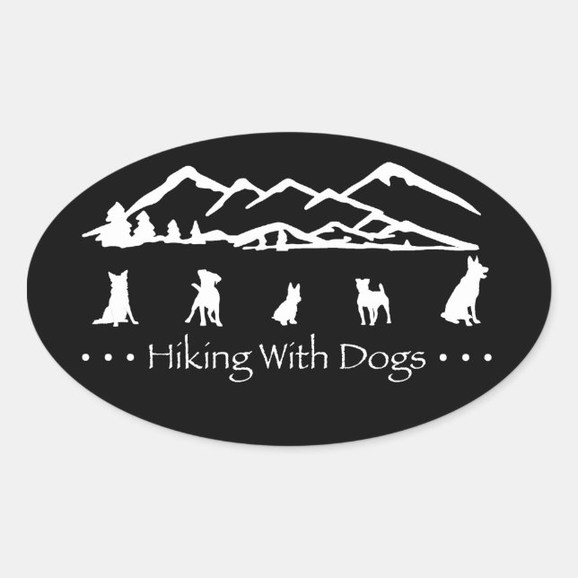 Wandern mit Hunden Oval Sticker-Schwarz Ovaler Aufkleber (Vorderseite)