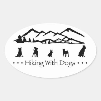 Wandern mit Ovalaufkleber für Hunde Ovaler Aufkleber
