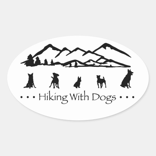 Wandern mit Ovalaufkleber für Hunde Ovaler Aufkleber (Vorderseite)