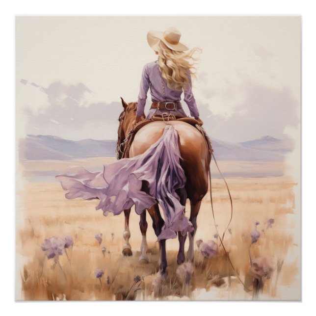 Wandern nach Westen: Cowgirl Wall Art Poster (Vorderseite)