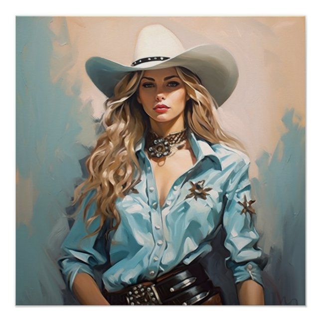 Wandern nach Westen: Cowgirl Wall Art Poster (Vorderseite)