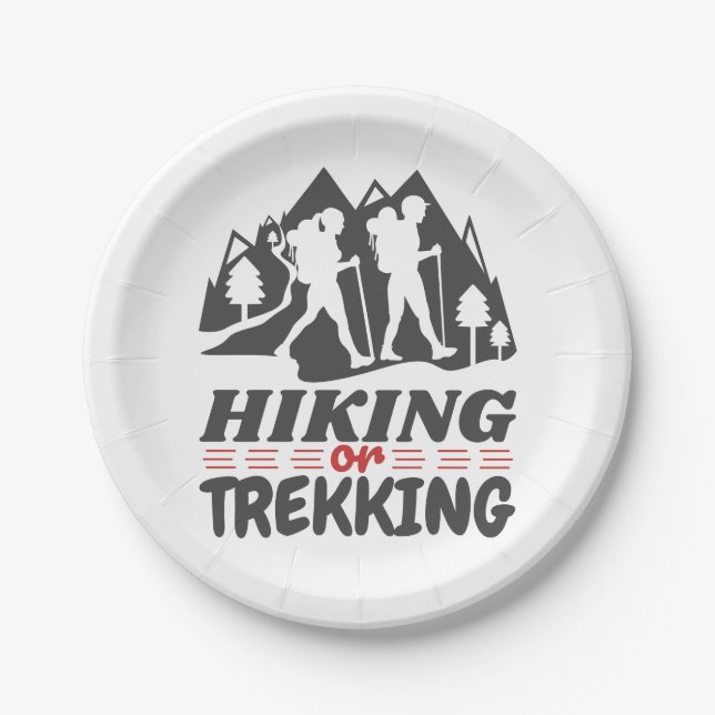 Wandern oder Trekking Pappteller (Vorderseite)