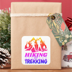 Wandern oder Trekking Quadratischer Aufkleber