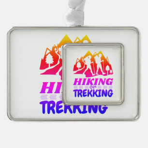 Wandern oder Trekking Rahmen-Ornament Silber