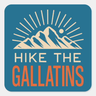 Wandern Sie die Gallatin Mountains Sunburst Quadratischer Aufkleber