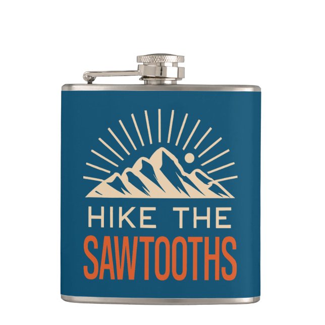 Wandern Sie durch die Sawtooths Idaho Sunburst Flachmann (Vorderseite)