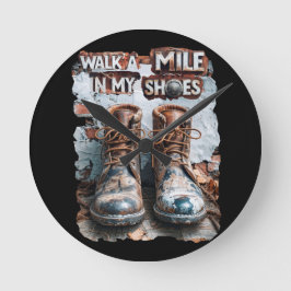Wandern Sie eine Meile in meinen Schuhen - Inspira Runde Wanduhr
