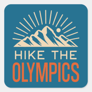 Wandern Sie in die Olympic Mountains Washington Su Quadratischer Aufkleber