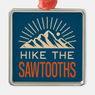 Wandern Sie The Sawtooths Idaho Sunburst Ornament Aus Metall