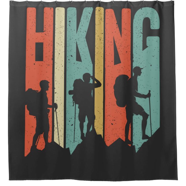 Wandern Themenabenteuer Shirt, Vintages Wandern Duschvorhang (Vorderseite)