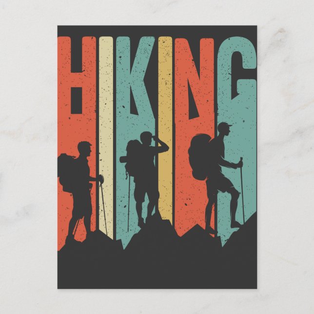 Wandern Themenabenteuer Shirt, Vintages Wandern Postkarte (Vorderseite)