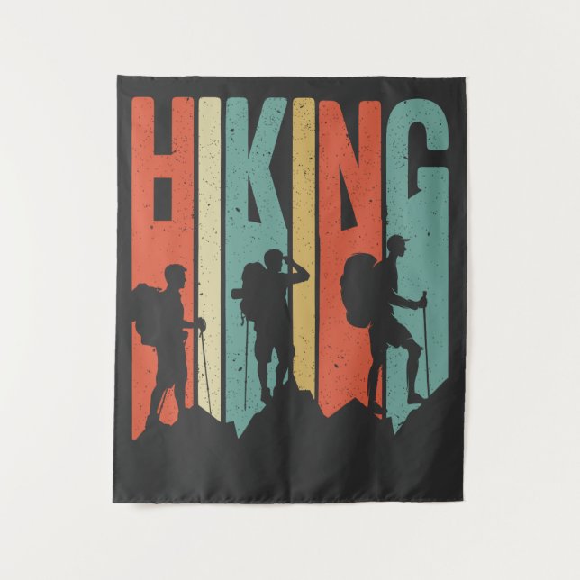 Wandern Themenabenteuer Shirt, Vintages Wandern Wandteppich (Vorderseite)