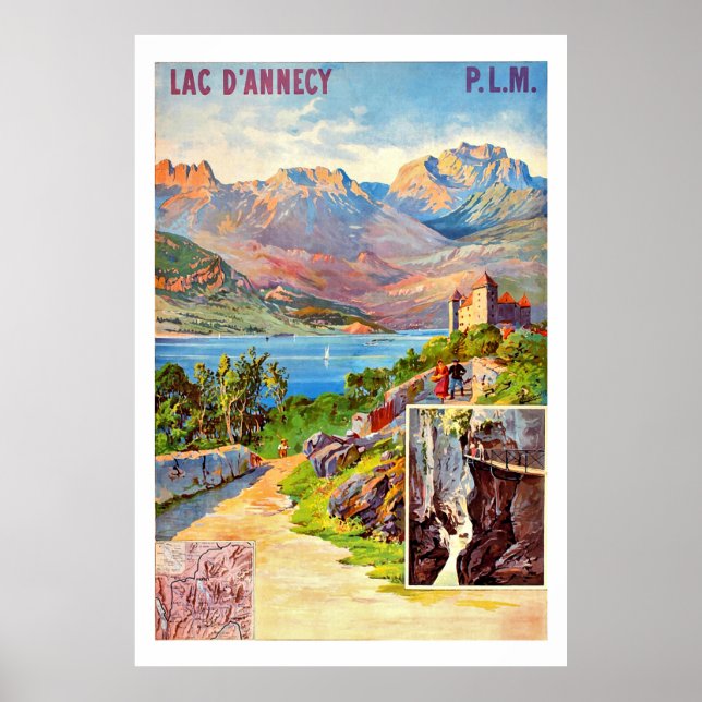 Wandern um einen See herum, Jahrgangsreise Poster (Vorne)