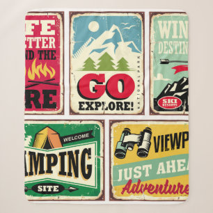 Wandern und Camping Retro-Schilder Sammlung. Outdo Sherpadecke
