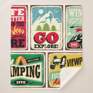 Wandern und Camping Retrosignatur Sammlung. Für Dr Sherpadecke