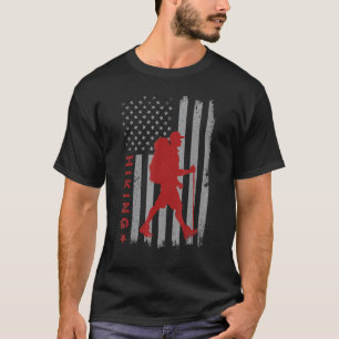 Wandernde amerikanische Flagge Wanderer Bergsteige T-Shirt