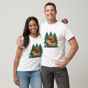 Wandernde Capybara-Design Süße Outdoor-Abenteuer T-Shirt