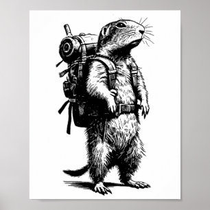 Wandernde Präriehund-Murmeltier-Rucksacktiere Lust Poster