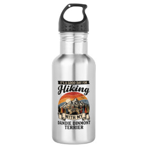 Wandernder Dandie Dinmont Terrier Hund Berg Retro Edelstahlflasche