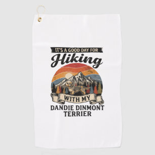 Wandernder Dandie Dinmont Terrier Hund Berg Retro Golfhandtuch