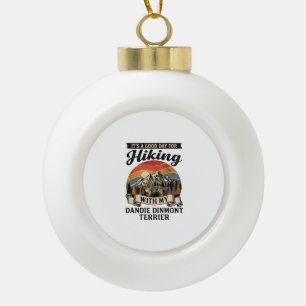 Wandernder Dandie Dinmont Terrier Hund Berg Retro  Keramik Kugel-Ornament