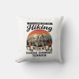 Wandernder Dandie Dinmont Terrier Hund Berg Retro  Kissen