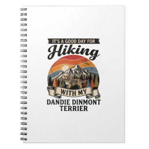 Wandernder Dandie Dinmont Terrier Hund Berg Retro Notizblock