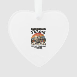Wandernder Dandie Dinmont Terrier Hund Berg Retro Ornament