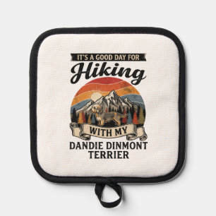 Wandernder Dandie Dinmont Terrier Hund Berg Retro Topflappen