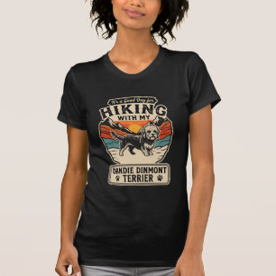 Wandernder Dandie Dinmont Terrier Hund Berg Sonnen T-Shirt